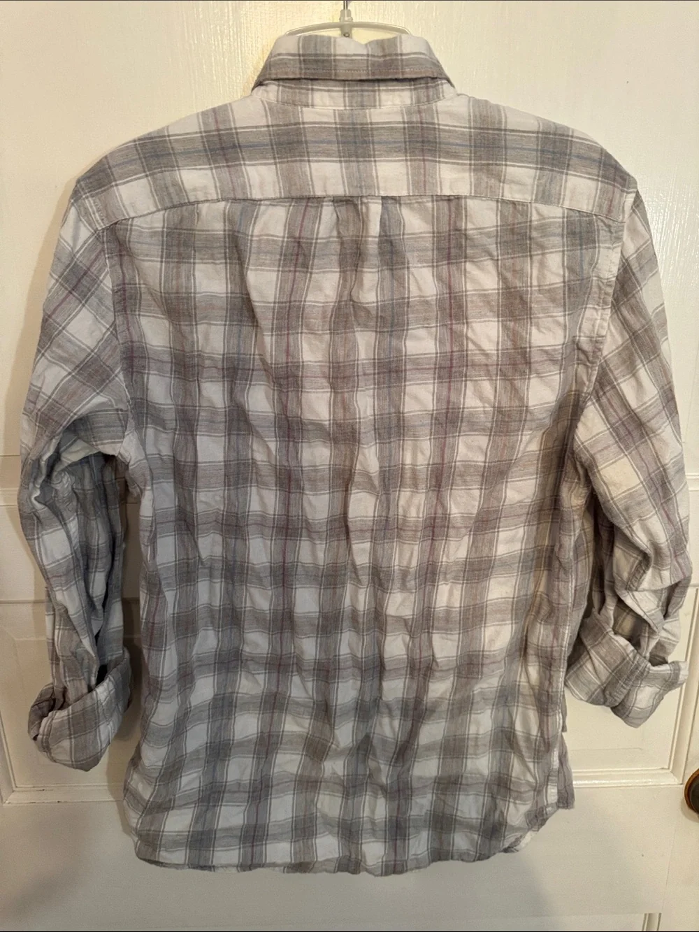 J. Crew Men's White and Gray Plaid Button-Down Shirt